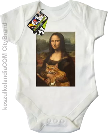 Mona Lisa z kotem - Body dziecięce białe 