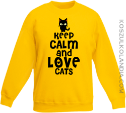 Keep calm and Love Cats Czarny Kot Filuś - Bluza dziecięca standard bez kaptura żółta 