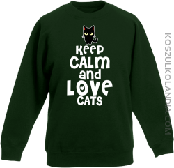 Keep calm and Love Cats Czarny Kot Filuś - Bluza dziecięca standard bez kaptura butelkowa 