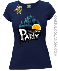 Halloween Party Moon Castle - koszulka damska granatowa