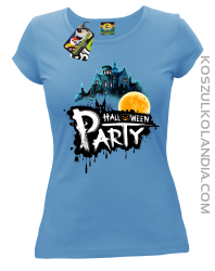 Halloween Party Moon Castle - koszulka damska błękitna