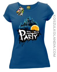 Halloween Party Moon Castle - koszulka damska niebieska
