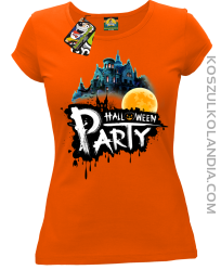 Halloween Party Moon Castle - koszulka damska pomarańczowa