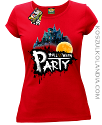 Halloween Party Moon Castle - koszulka damska czerwona
