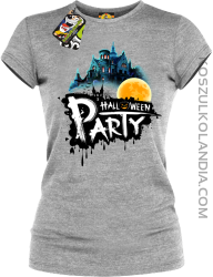 Halloween Party Moon Castle - koszulka damska melanż 