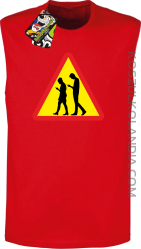 UWAGA komórkowe zombie - ATTENTION cellular zombie - bezrękawnik męski TANK TOP - Czerwony