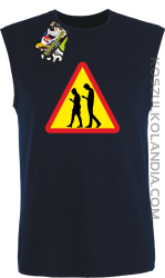 UWAGA komórkowe zombie - ATTENTION cellular zombie - bezrękawnik męski TANK TOP - Granatowy