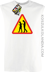 UWAGA komórkowe zombie - ATTENTION cellular zombie - bezrękawnik męski TANK TOP - Biały