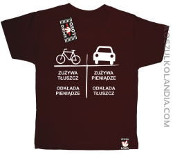 Auto-Rower- Zużywa tłuszcz odkłada pieniądze- koszulka dziecięca brązowa 