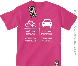 Auto-Rower- Zużywa tłuszcz odkłada pieniądze- koszulka dziecięca fuchsia 