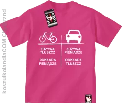 Auto-Rower- Zużywa tłuszcz odkłada pieniądze- koszulka dziecięca fuchsia 