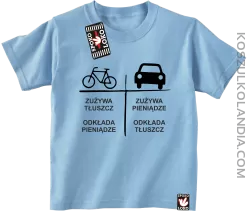Auto-Rower- Zużywa tłuszcz odkłada pieniądze- koszulka dziecięca błękit 