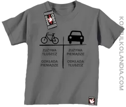 Auto-Rower- Zużywa tłuszcz odkłada pieniądze- koszulka dziecięca szara 