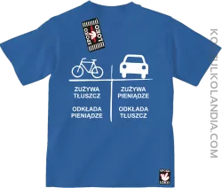 Auto-Rower- Zużywa tłuszcz odkłada pieniądze- koszulka dziecięca niebieska 