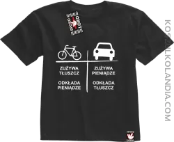 Auto-Rower- Zużywa tłuszcz odkłada pieniądze- koszulka dziecięca czarna 