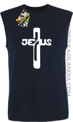 JEZUS w Krzyżu Symbol Vector - bezrękawnik męski TANK TOP - Granatowy