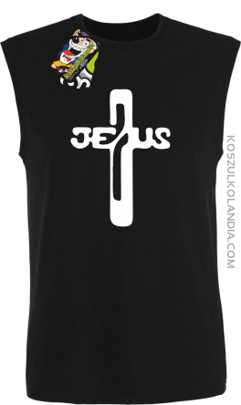 JEZUS w Krzyżu Symbol Vector - bezrękawnik męski TANK TOP - Czarny