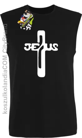 JEZUS w Krzyżu Symbol Vector - bezrękawnik męski TANK TOP - Czarny