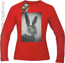 Zając z cygaretem - Longsleeve męski czerwony 