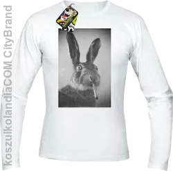 Zając z cygaretem - Longsleeve męski biały 