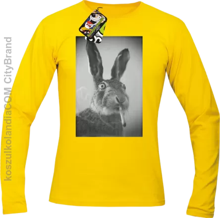 Zając z cygaretem - Longsleeve męski żółty 