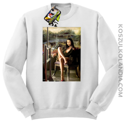 Mona Lisa Model Art - Bluza męska standard bez kaptura biała 
