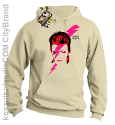 DAVID BOWIE thunder face - Bluza z kapturem męska - Beżowy