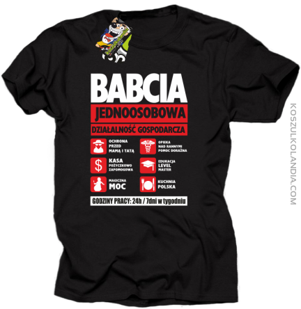 BABCIA - Jednoosobowa działalność gospodarcza - Koszulka Standard - Czarny