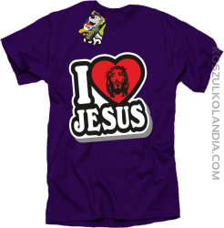 I love Jesus StickStyle - Koszulka Męska - Fioletowy