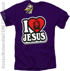 I love Jesus StickStyle - Koszulka Męska - Fioletowy