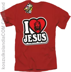 I love Jesus StickStyle - Koszulka Męska - Czerwony