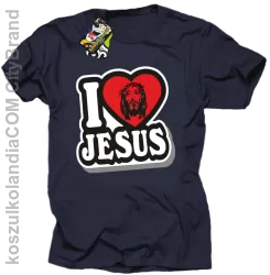 I love Jesus StickStyle - Koszulka Męska - Granatowy