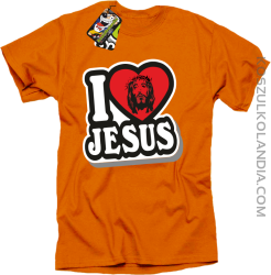 I love Jesus StickStyle - Koszulka Męska - Pomarańczowy