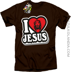 I love Jesus StickStyle - Koszulka Męska - Brązowy