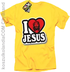 I love Jesus StickStyle - Koszulka Męska - Żółty