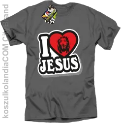 I love Jesus StickStyle - Koszulka Męska - Szary