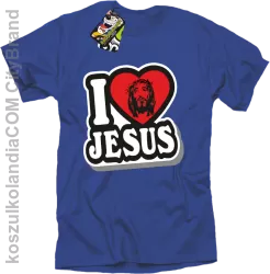 I love Jesus StickStyle - Koszulka Męska - Niebieski