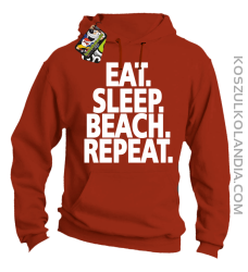 Eat Sleep Beach Repeat - bluza męska z kapturem pomarańczowa 