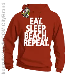 Eat Sleep Beach Repeat - bluza męska z kapturem pomarańczowa 