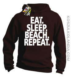 Eat Sleep Beach Repeat - bluza męska z kapturem brązowa 
