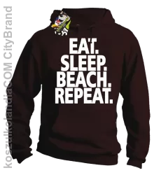 Eat Sleep Beach Repeat - bluza męska z kapturem brązowa 