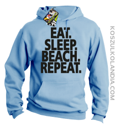 Eat Sleep Beach Repeat - bluza męska z kapturem błękitna 