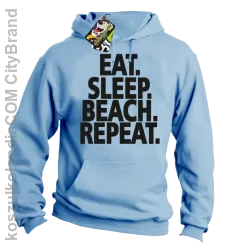 Eat Sleep Beach Repeat - bluza męska z kapturem błękitna 