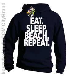 Eat Sleep Beach Repeat - bluza męska z kapturem granatowa 