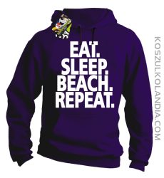 Eat Sleep Beach Repeat - bluza męska z kapturem fioletowa 