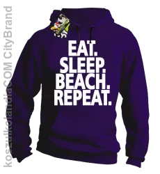 Eat Sleep Beach Repeat - bluza męska z kapturem fioletowa 