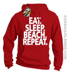 Eat Sleep Beach Repeat - bluza męska z kapturem czerwona