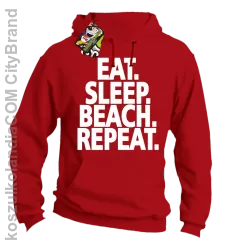 Eat Sleep Beach Repeat - bluza męska z kapturem czerwona