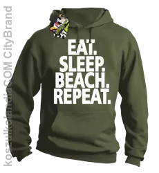 Eat Sleep Beach Repeat - bluza męska z kapturem khaki 