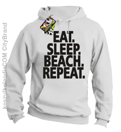 Eat Sleep Beach Repeat - bluza męska z kapturem biała